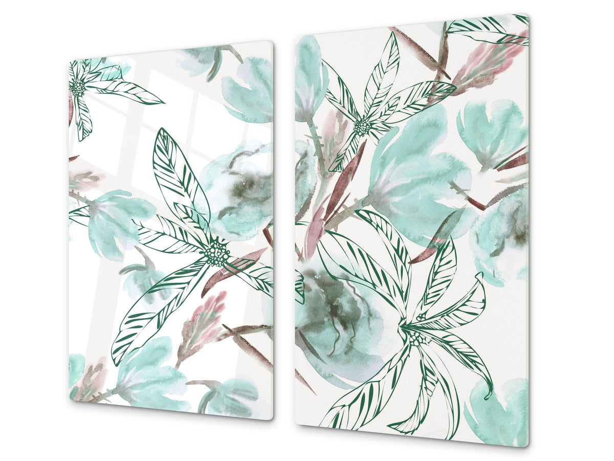 Tempered GLASS Cutting Board – Worktop saver  D15 Drawings Series: Leaves 25