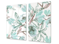 Tempered GLASS Cutting Board – Worktop saver  D15 Drawings Series: Leaves 25