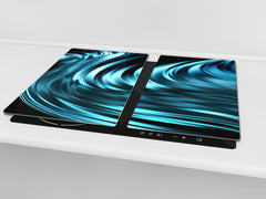 UNIQUE Tempered GLASS Kitchen Board –Scratch Resistant Glass Cutting Board –Glass Countertop MEASURES: SINGLE: 60 x 52 cm (23,62” x 20,47”); DOUBLE: 30 x 52 cm (11,81” x 20,47”); D29 Colourful Variety Series: Blue abstract composition