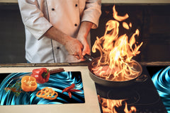 UNIQUE Tempered GLASS Kitchen Board –Scratch Resistant Glass Cutting Board –Glass Countertop MEASURES: SINGLE: 60 x 52 cm (23,62” x 20,47”); DOUBLE: 30 x 52 cm (11,81” x 20,47”); D29 Colourful Variety Series: Blue abstract composition