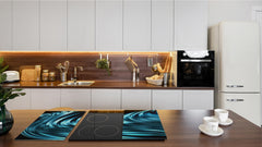 UNIQUE Tempered GLASS Kitchen Board –Scratch Resistant Glass Cutting Board –Glass Countertop MEASURES: SINGLE: 60 x 52 cm (23,62” x 20,47”); DOUBLE: 30 x 52 cm (11,81” x 20,47”); D29 Colourful Variety Series: Blue abstract composition