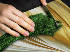 Tempered GLASS Cutting Board – Worktop saver and Pastry Board –- Glass Kitchen Board; MEASURES: SINGLE: 60 x 52 cm (23,62” x 20,47”); DOUBLE: 30 x 52 cm (11,81” x 20,47”); D28 Golden Waves Series: Gold satin background