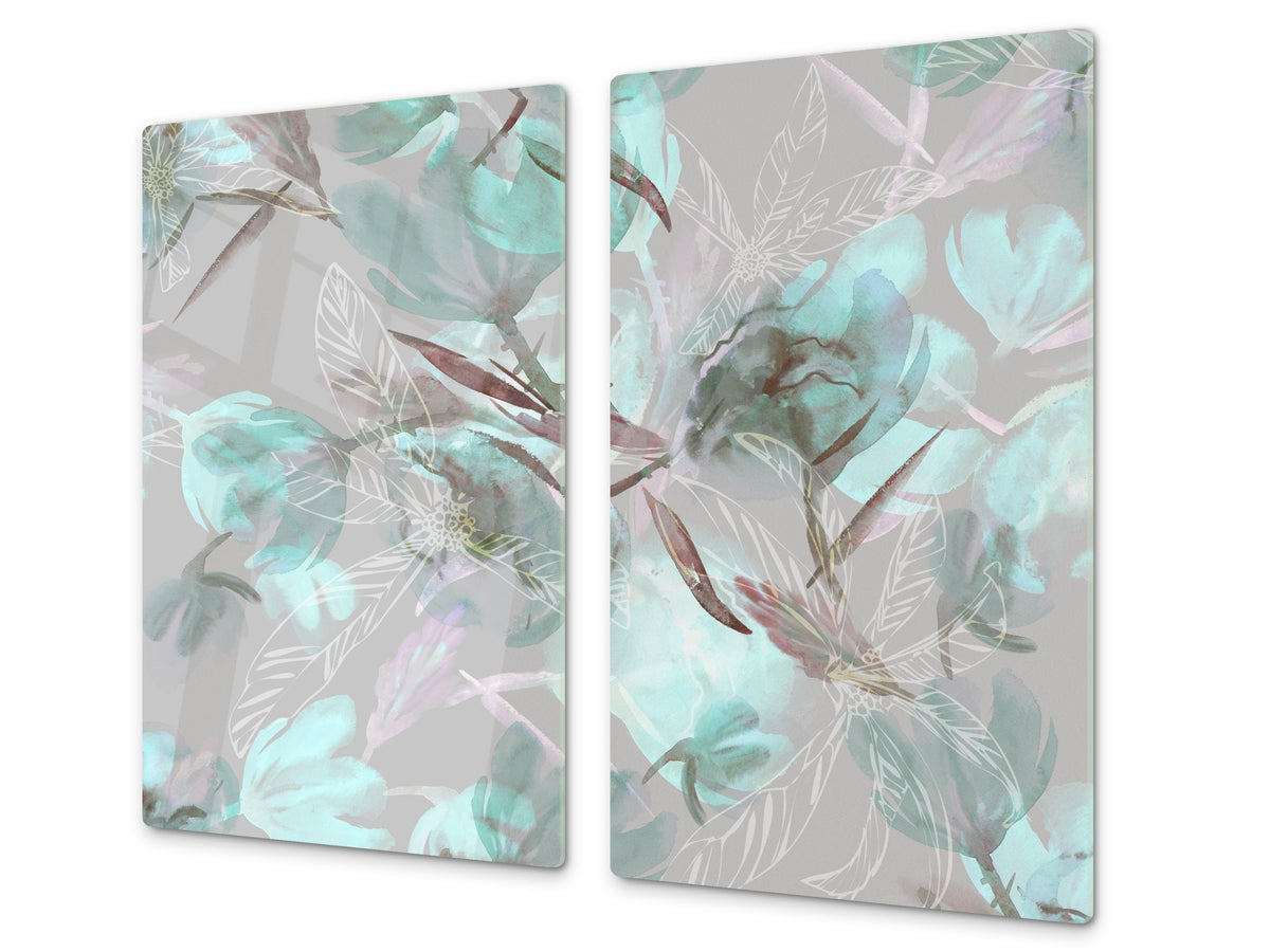 Tempered GLASS Cutting Board – Worktop saver  D15 Drawings Series: Turquoise 2