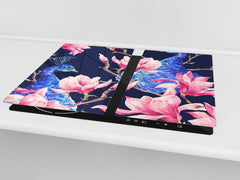 Tempered GLASS Cutting Board – Worktop saver  D15 Drawings Series: Flower 26