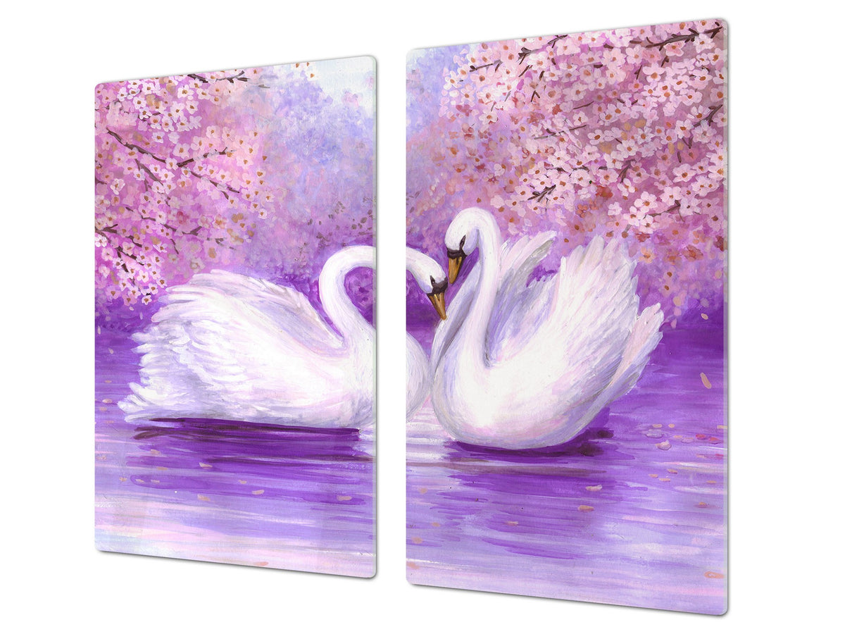 Tempered GLASS Cutting Board 60D01: Swans