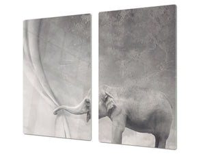 Tempered GLASS Cutting Board 60D01: Happy elephant
