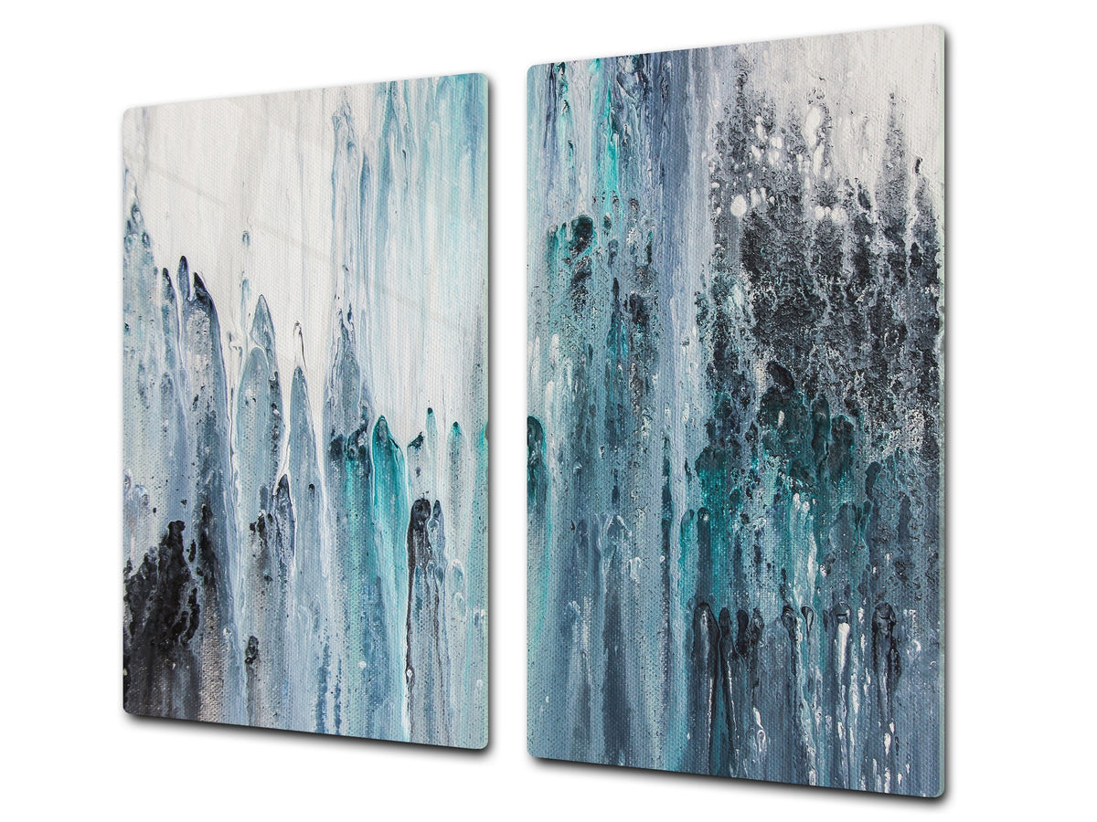 Induction Cooktop Cover –Shatter Resistant Glass Kitchen Board – Hob cover; MEASURES: SINGLE: 60 x 52 cm (23,62” x 20,47”); DOUBLE: 30 x 52 cm (11,81” x 20,47”); D32 Paintings Series: Canvas absract art