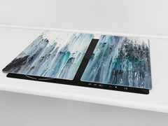 Induction Cooktop Cover –Shatter Resistant Glass Kitchen Board – Hob cover; MEASURES: SINGLE: 60 x 52 cm (23,62” x 20,47”); DOUBLE: 30 x 52 cm (11,81” x 20,47”); D32 Paintings Series: Canvas absract art