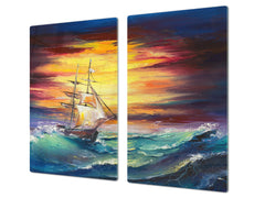 Resistant Glass Cutting Board 60D05B: Ship at sea
