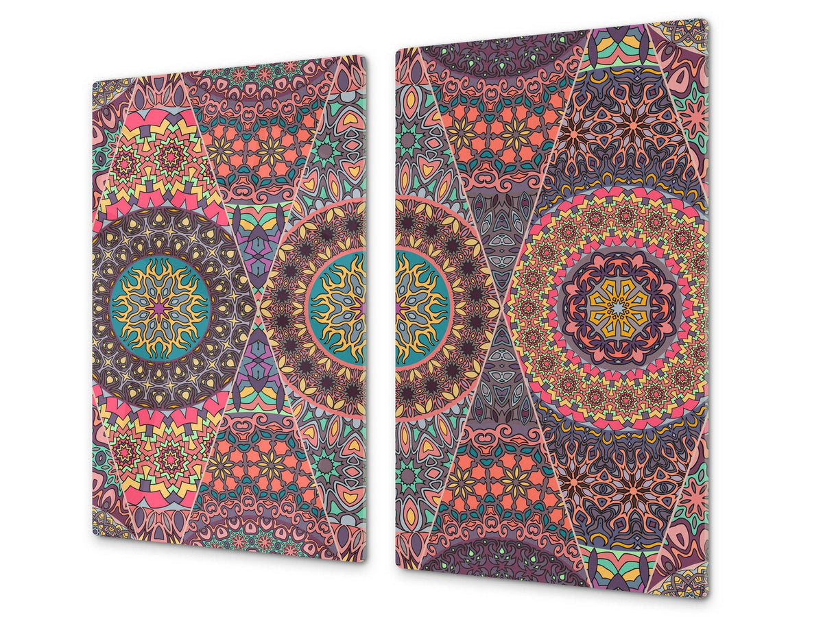 Chopping Board - Induction Cooktop Cover D14 Patterns and Mandalas Series: Stained glass 3