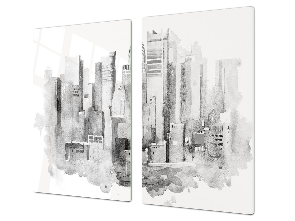 Glass Cutting Board and Worktop Saver 60D12: City graphics