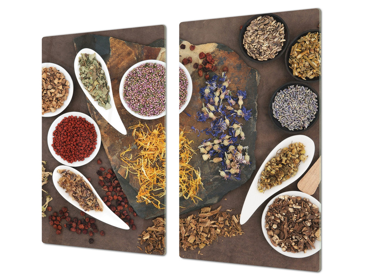 Glass Kitchen Board 60D03A: Root spices 2