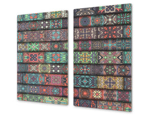 Küchenbrett aus Hartglas und Kochplattenabdeckung; D14 Patterns and Mandalas Series: Moroccan 1