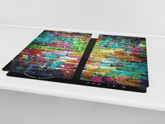 Tempered GLASS Kitchen Board – Impact & Scratch Resistant D10A Textures Series A: Brick wall 12