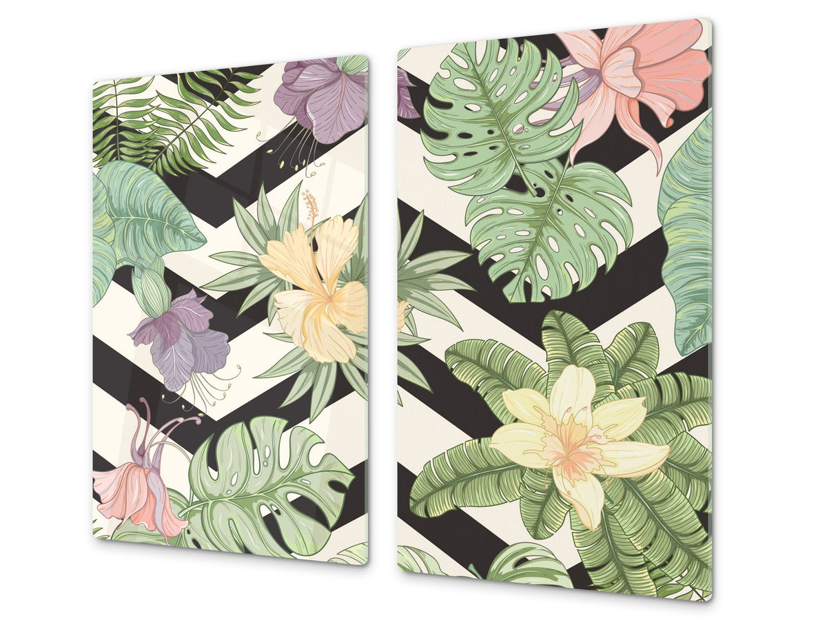 Tempered GLASS Cutting Board – Worktop saver  D15 Drawings Series: Flower 27