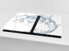 CUTTING BOARD and Cooktop Cover - Impact & Shatter Resistant Glass D02 Water Series: Water 17