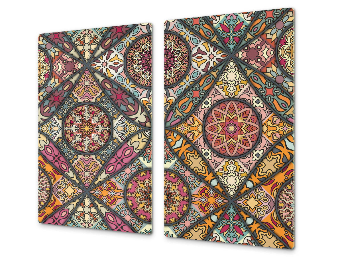 Chopping Board - Induction Cooktop Cover D14 Patterns and Mandalas Series: Tiles 5