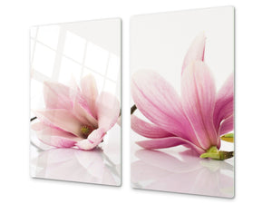 Schneidbrett aus Hartglas und schützende Arbeitsoberfläche D06 Flowers Series: Flower 1