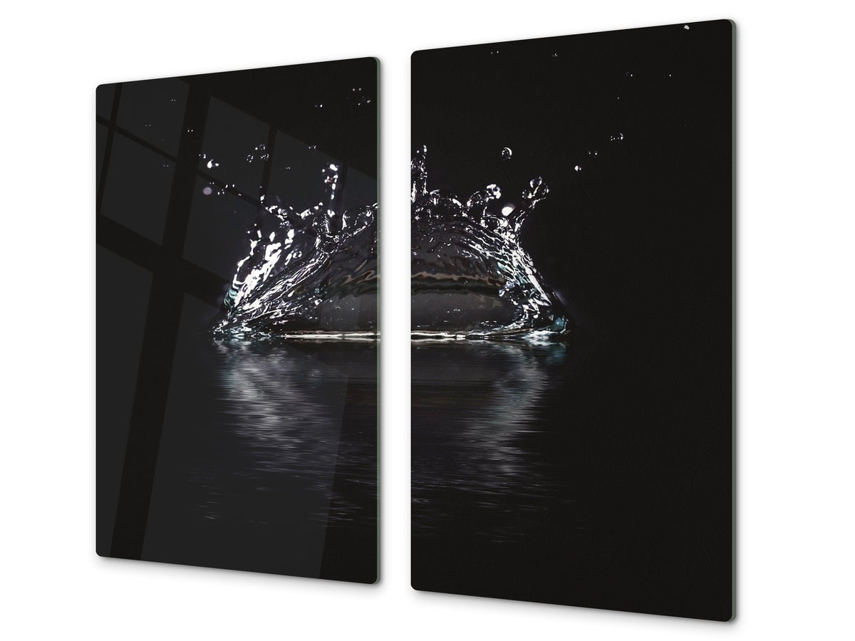 CUTTING BOARD and Cooktop Cover - Impact & Shatter Resistant Glass D02 Water Series: Water 2
