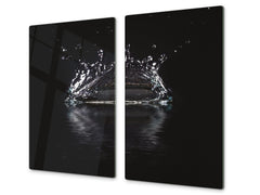 CUTTING BOARD and Cooktop Cover - Impact & Shatter Resistant Glass D02 Water Series: Water 2