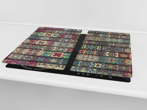 Küchenbrett aus Hartglas und Kochplattenabdeckung; D14 Patterns and Mandalas Series: Mosaic 9