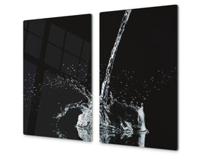 Küchenbrett aus Hartglas und Induktionskochplattenabdeckung; D02 Water Series: Water 10