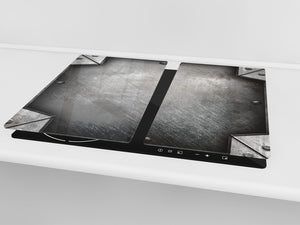 Planche à découper en verre trempé et couvre-cuisinière; D10B Série Textures: Acier 3
