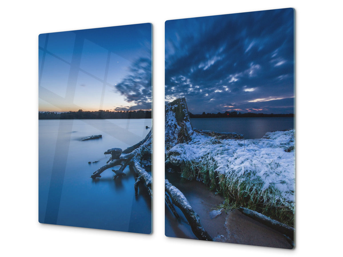 Very Big Kitchen Board – Glass Cutting Board and worktop saver; Nature series DD08: Costa marina 5