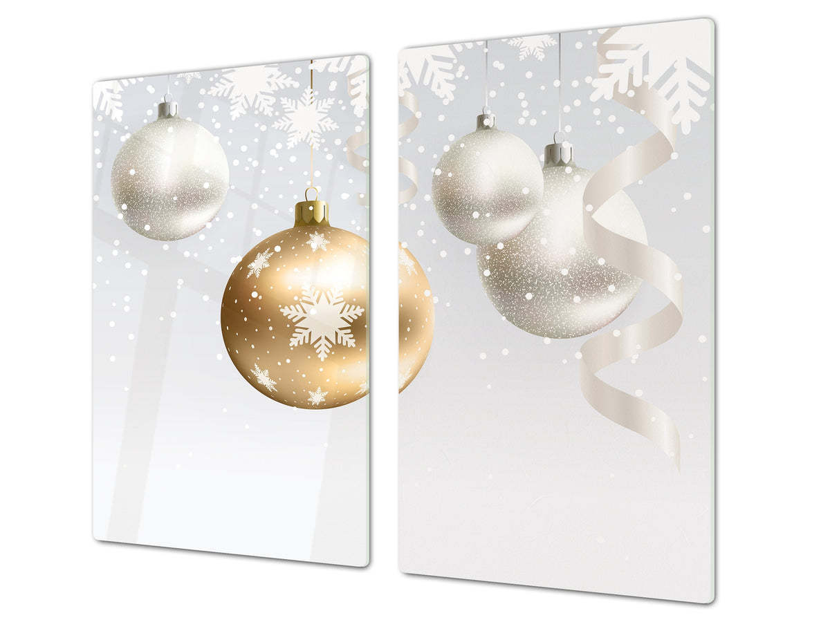 CUTTING BOARD and Cooktop Cover ;D20 Christmas Series: Christmas balls in the snow