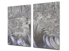 TEMPERED GLASS CHOPPING BOARD – Glass Cutting Board and Worktop Saver – Worktop protector; MEASURES: SINGLE: 60 x 52 cm (23,62” x 20,47”); DOUBLE: 30 x 52 cm (11,81” x 20,47”); D30 Decorative Surfaces Series: Silver waves