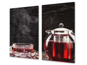Schneidbrett aus Hartglas und schützende Arbeitsoberfläche D04 Drinks Series: Tea 2