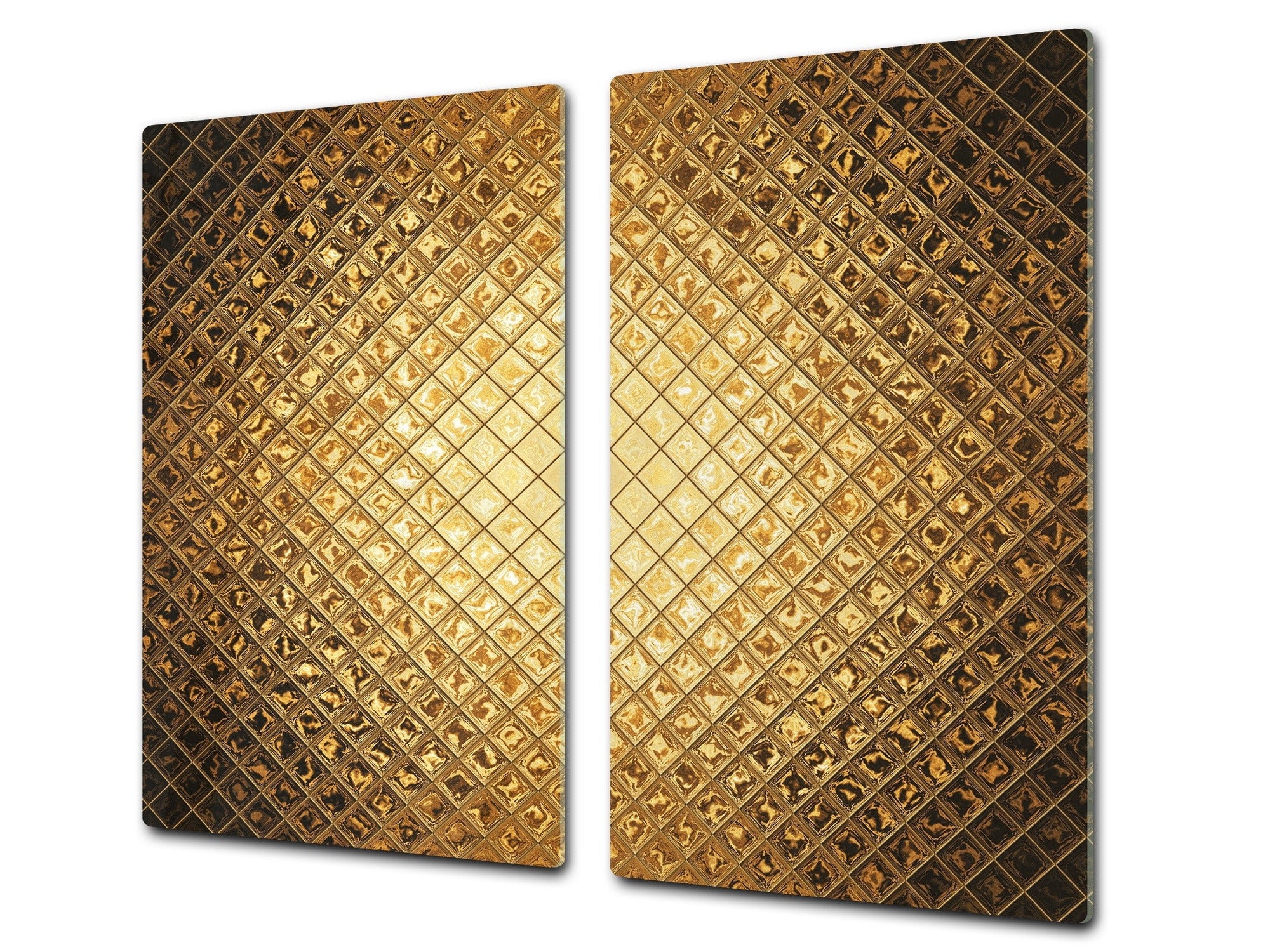 Tempered GLASS Cutting Board – Worktop saver and Pastry Board –- Glass Kitchen Board; MEASURES: SINGLE: 60 x 52 cm (23,62” x 20,47”); DOUBLE: 30 x 52 cm (11,81” x 20,47”); D28 Golden Waves Series: Sparkling pattern