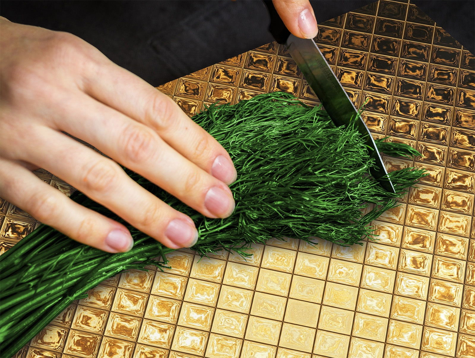 Tempered GLASS Cutting Board – Worktop saver and Pastry Board –- Glass Kitchen Board; MEASURES: SINGLE: 60 x 52 cm (23,62” x 20,47”); DOUBLE: 30 x 52 cm (11,81” x 20,47”); D28 Golden Waves Series: Sparkling pattern