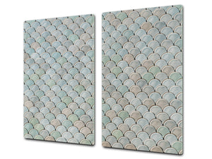 TEMPERED GLASS CHOPPING BOARD – Glass Cutting Board and Worktop Saver Textures and tiles 2 Series: Abstract fish scales