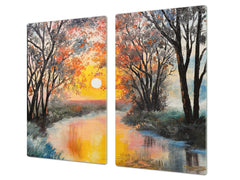 UNIQUE Tempered GLASS Kitchen Board 60D05A: Sunset