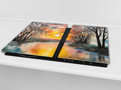 UNIQUE Tempered GLASS Kitchen Board 60D05A: Sunset
