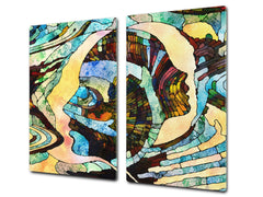 Induction Cooktop Cover –Shatter Resistant Glass Kitchen Board – Hob cover; MEASURES: SINGLE: 60 x 52 cm (23,62” x 20,47”); DOUBLE: 30 x 52 cm (11,81” x 20,47”); D32 Paintings Series: Stained glass