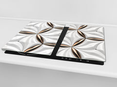 TEMPERED GLASS CHOPPING BOARD – Glass Cutting Board and Worktop Saver – Worktop protector; MEASURES: SINGLE: 60 x 52 cm (23,62” x 20,47”); DOUBLE: 30 x 52 cm (11,81” x 20,47”); D30 Decorative Surfaces Series: Golden-white tiles