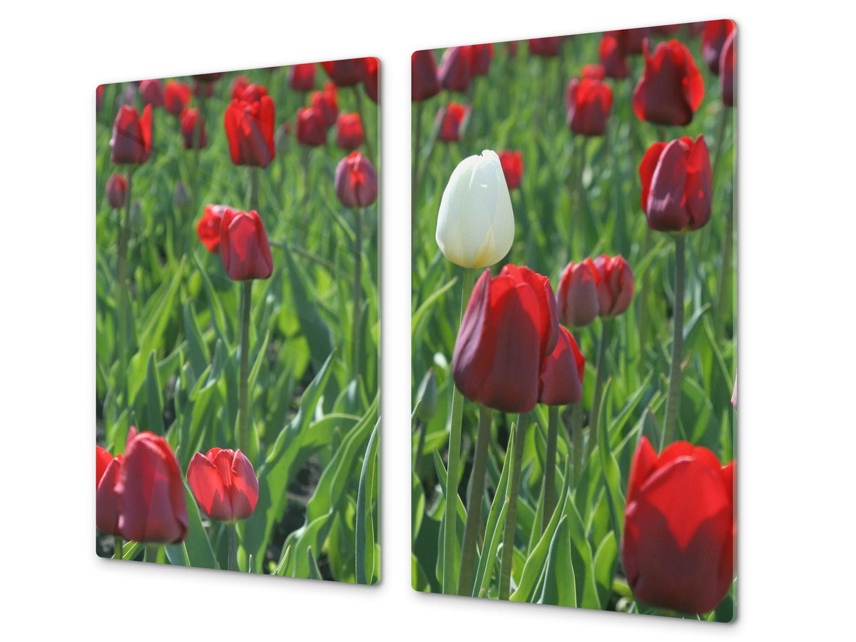 Glass Cutting Board and Worktop Saver D06 Flowers Series: Tulips 3