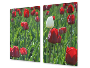 Schneidbrett aus Hartglas und schützende Arbeitsoberfläche D06 Flowers Series: Tulips 3