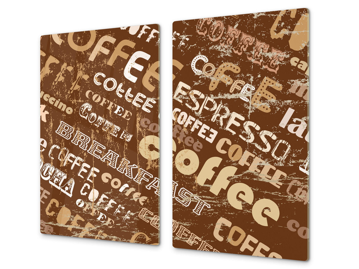 Tagliere in VETRO temperato – Proteggi-piano di lavoro e spianatoia; D05 Serie Caffè Caffè 132