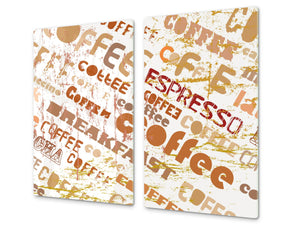 Kochplattenabdeckung Stove Cover und Schneideplatten D05 Coffee Series: Inscription