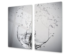 CUTTING BOARD and Cooktop Cover - Impact & Shatter Resistant Glass D02 Water Series: Drops of water 1