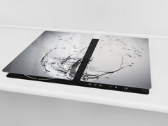 CUTTING BOARD and Cooktop Cover - Impact & Shatter Resistant Glass D02 Water Series: Drops of water 1