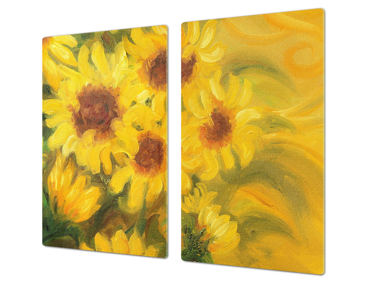 UNIQUE Tempered GLASS Kitchen Board 60D05A: Sunflowers 4