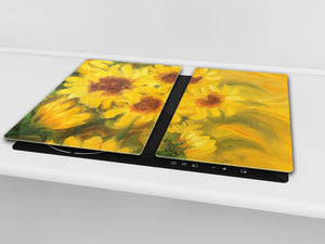 UNIQUE Tempered GLASS Kitchen Board 60D05A: Sunflowers 4