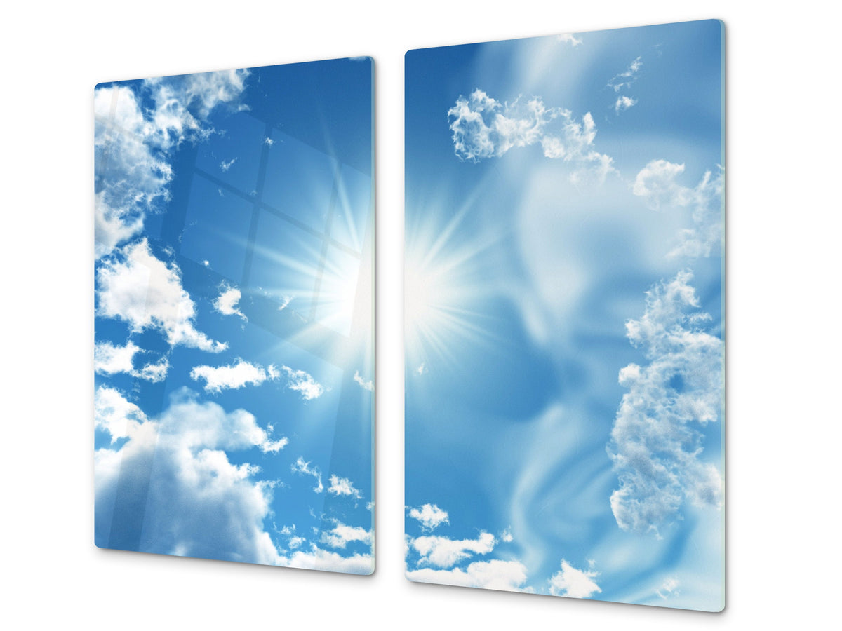 Very Big Kitchen Board – Glass Cutting Board and worktop saver; Nature series DD08: Cielo 2
