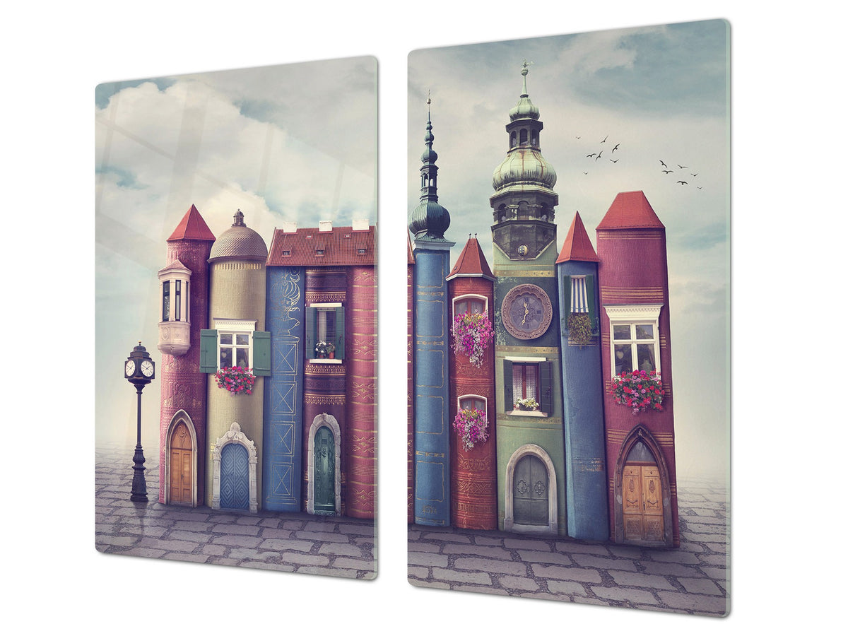 Glass Pastry Board 60D18: Houses from books