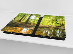 Planche à découper en verre trempé ; D08  Série Nature: Forêt 4