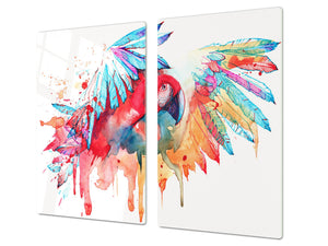 Tempered GLASS Cutting Board 60D01: Colorful parrot